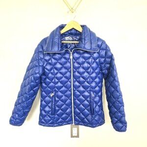 Michael Kors Royal Blue Diamond Quilted Packable Down Fill Puffer Jacket Medium